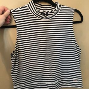 Volcom mock neck stripped crop tank